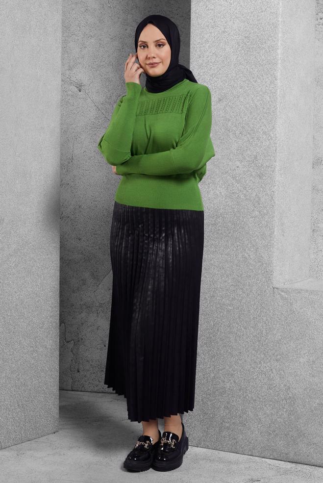 Tesettür giyim YEŞİL TRİKO KAZAK 45003 - ALVİNA