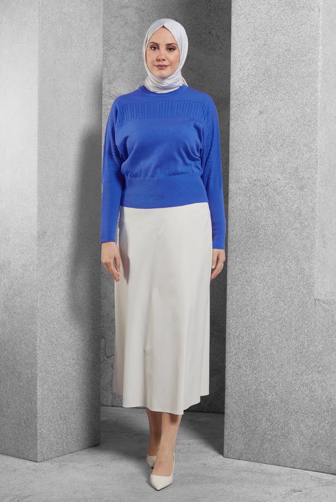 Tesettür giyim MAVİ TRİKO KAZAK 45003 - ALVİNA