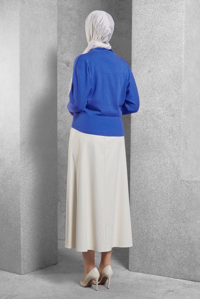 Tesettür giyim MAVİ TRİKO KAZAK 45003 - ALVİNA