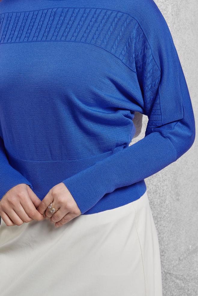 Tesettür giyim MAVİ TRİKO KAZAK 45003 - ALVİNA