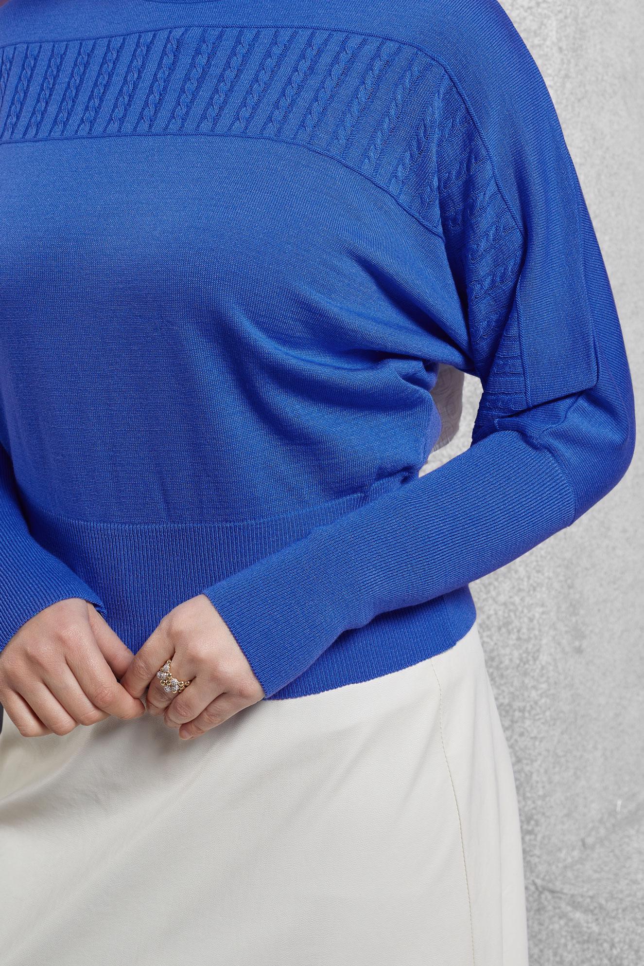 Tesettür giyim MAVİ TRİKO KAZAK 45003