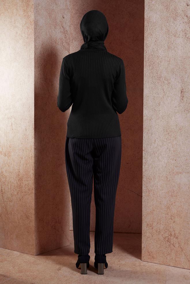 Vêtements hijab NOIR PULL EN MAILLE À COL RAS DU COU 45004 - ALVİNA