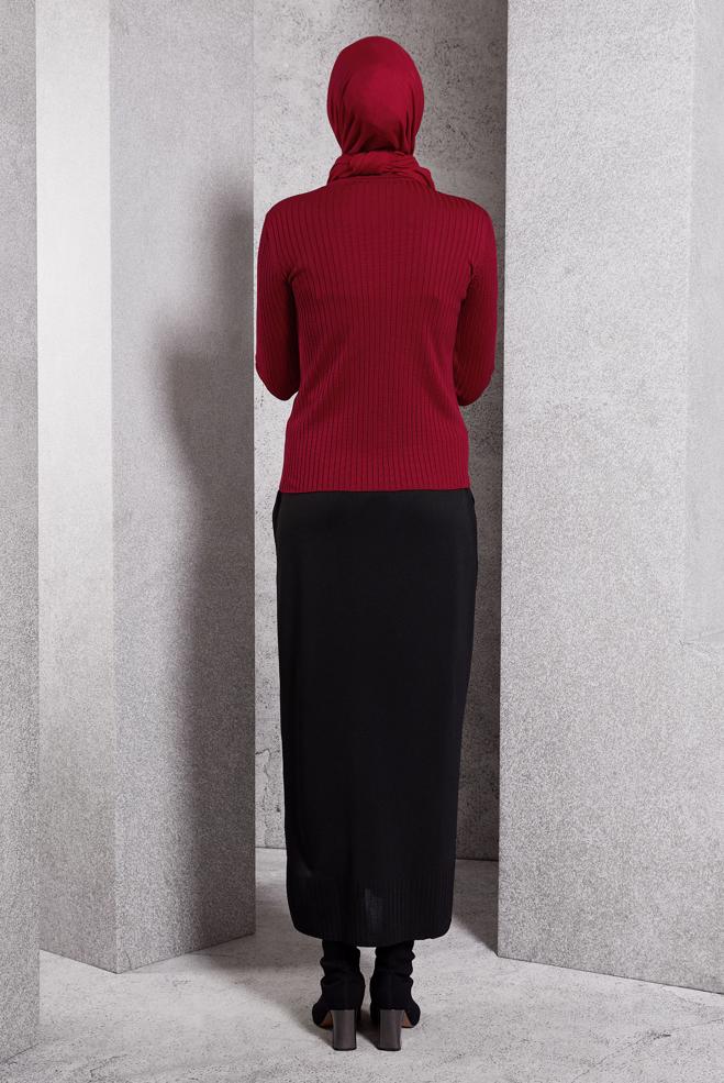 Vêtements hijab ROUGE PULL EN MAILLE À COL RAS DU COU 45004 - ALVİNA