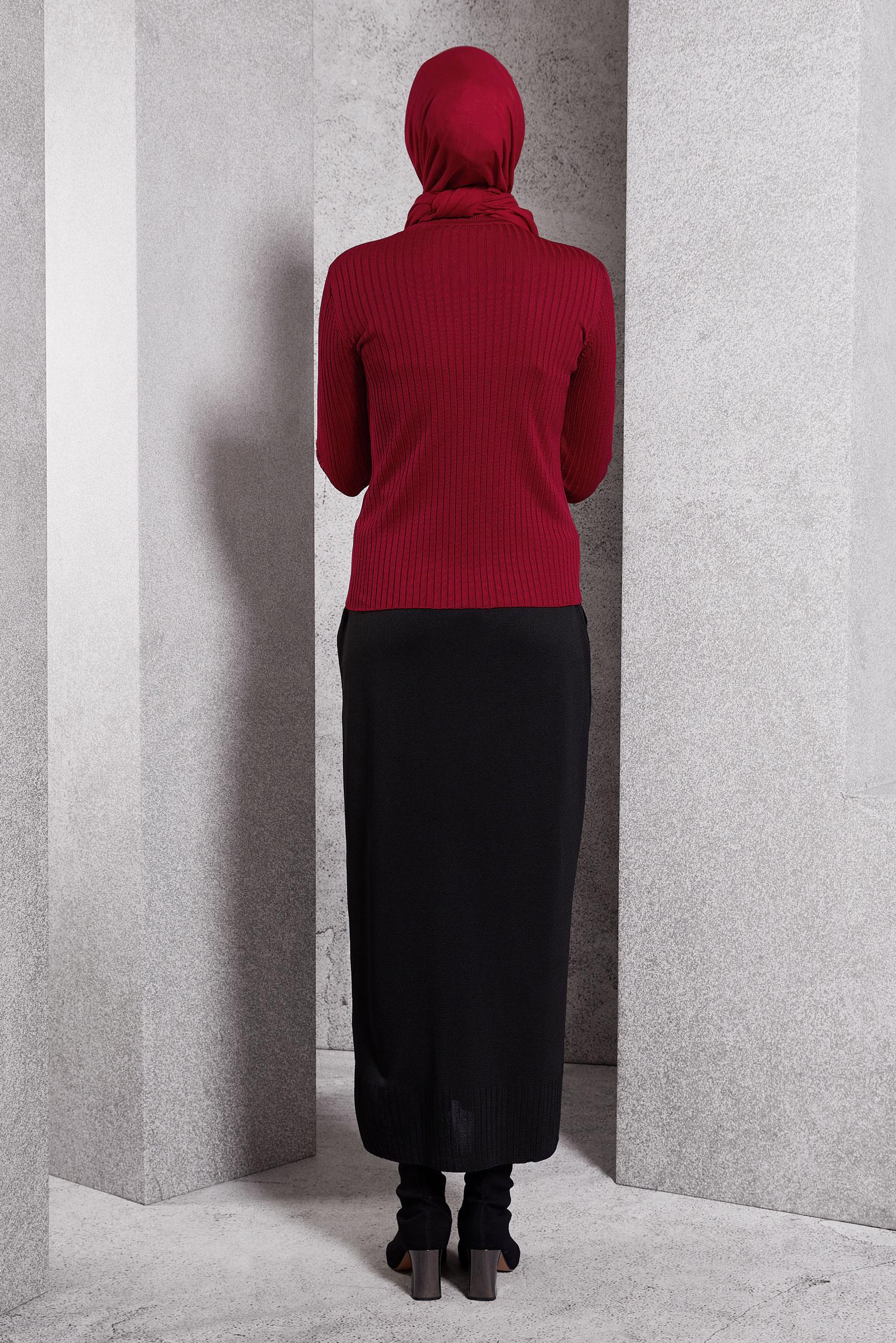 Vêtements hijab ROUGE PULL EN MAILLE À COL RAS DU COU 45004