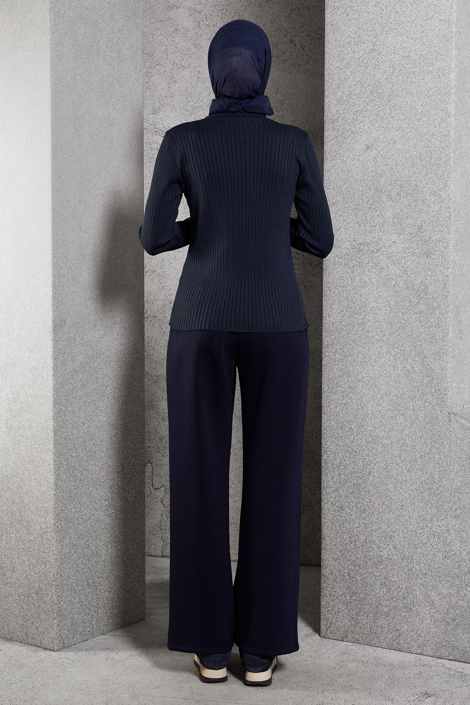 Tesettür giyim LACİVERT BİSİKLET YAKA TRİKO KAZAK 45004