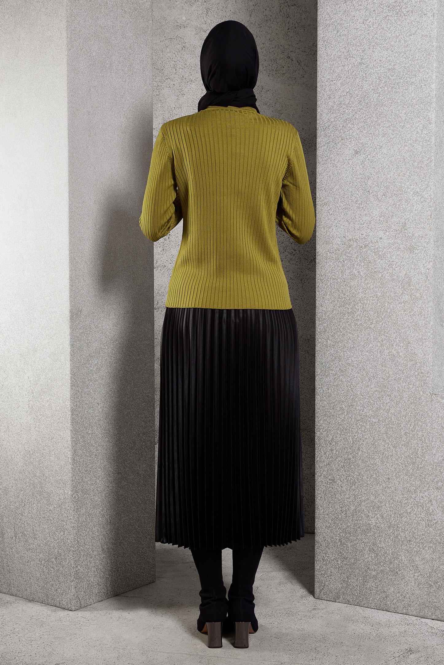 Tesettür giyim YEŞİL BİSİKLET YAKA TRİKO KAZAK 45004