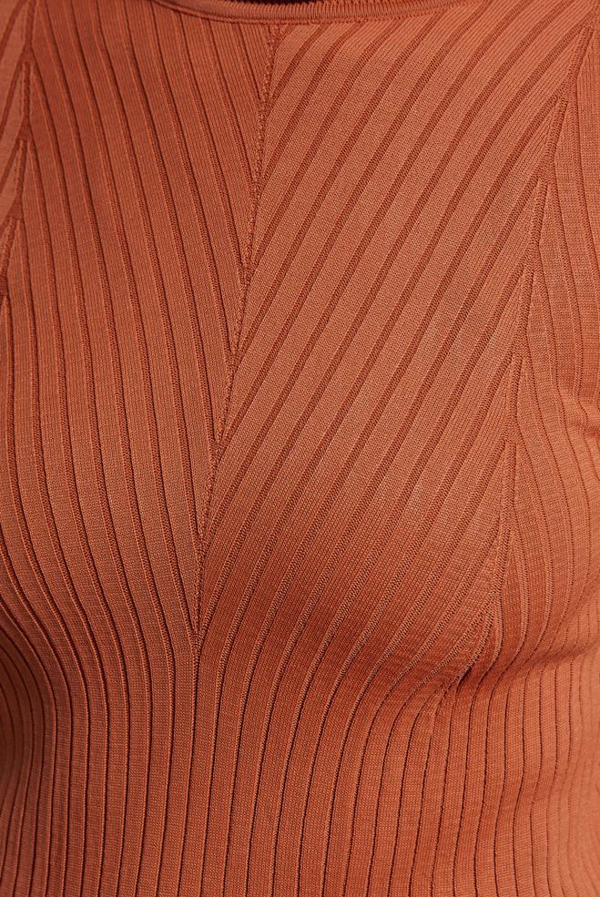 Vêtements hijab ORANGE PULL EN MAILLE À COL RAS DU COU 45004 - ALVİNA