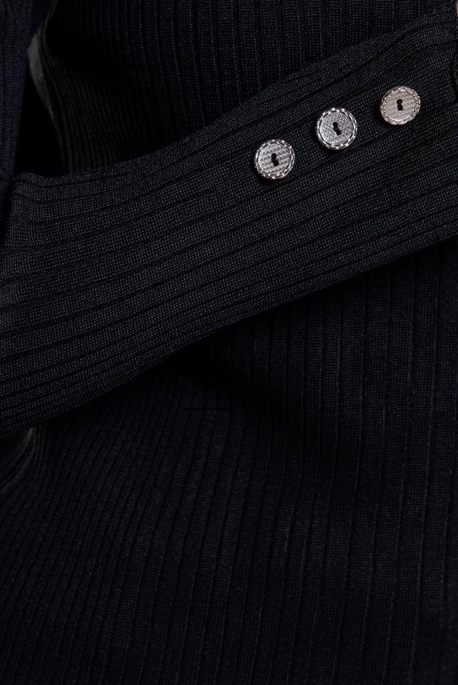 Tesettür giyim SİYAH DÜĞME DETAYLI TRİKO KAZAK 45005 - ALVİNA