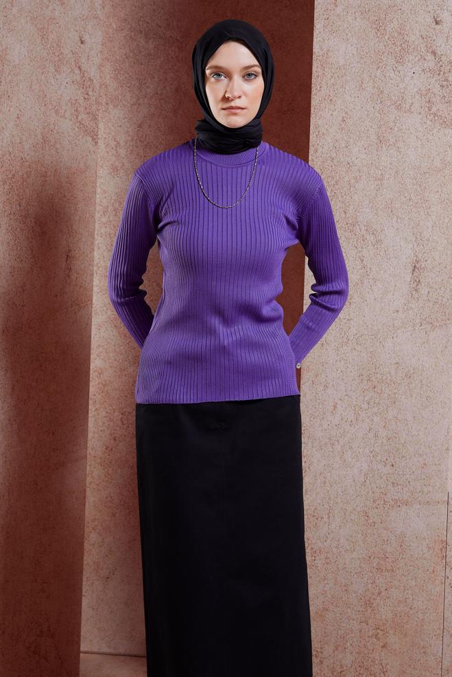 Vêtements hijab POURPRE PULL EN MAILLE 45005 - ALVİNA