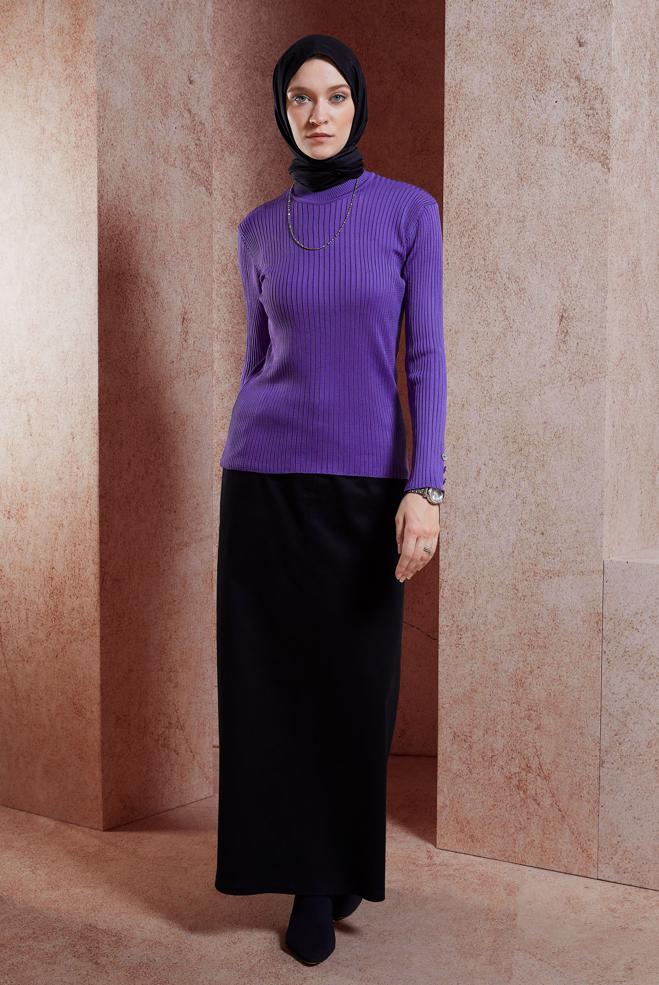 Vêtements hijab POURPRE PULL EN MAILLE 45005 - ALVİNA