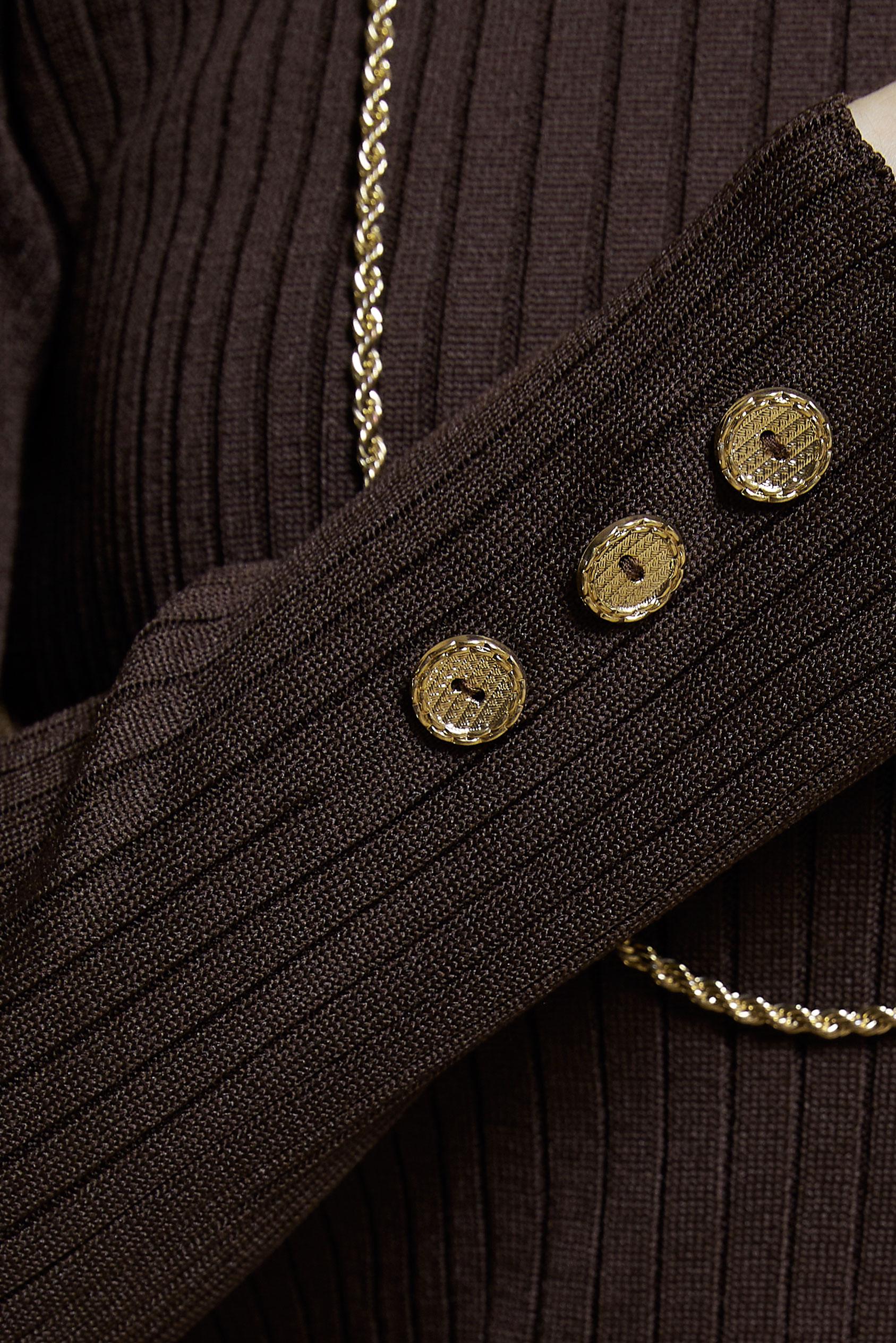 Tesettür giyim KAHVE DÜĞME DETAYLI TRİKO KAZAK 45005