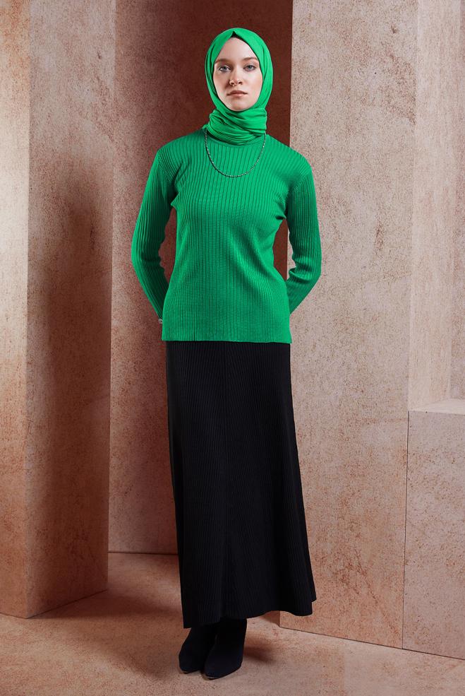 Vêtements hijab VERT PULL EN MAILLE 45005 - ALVİNA