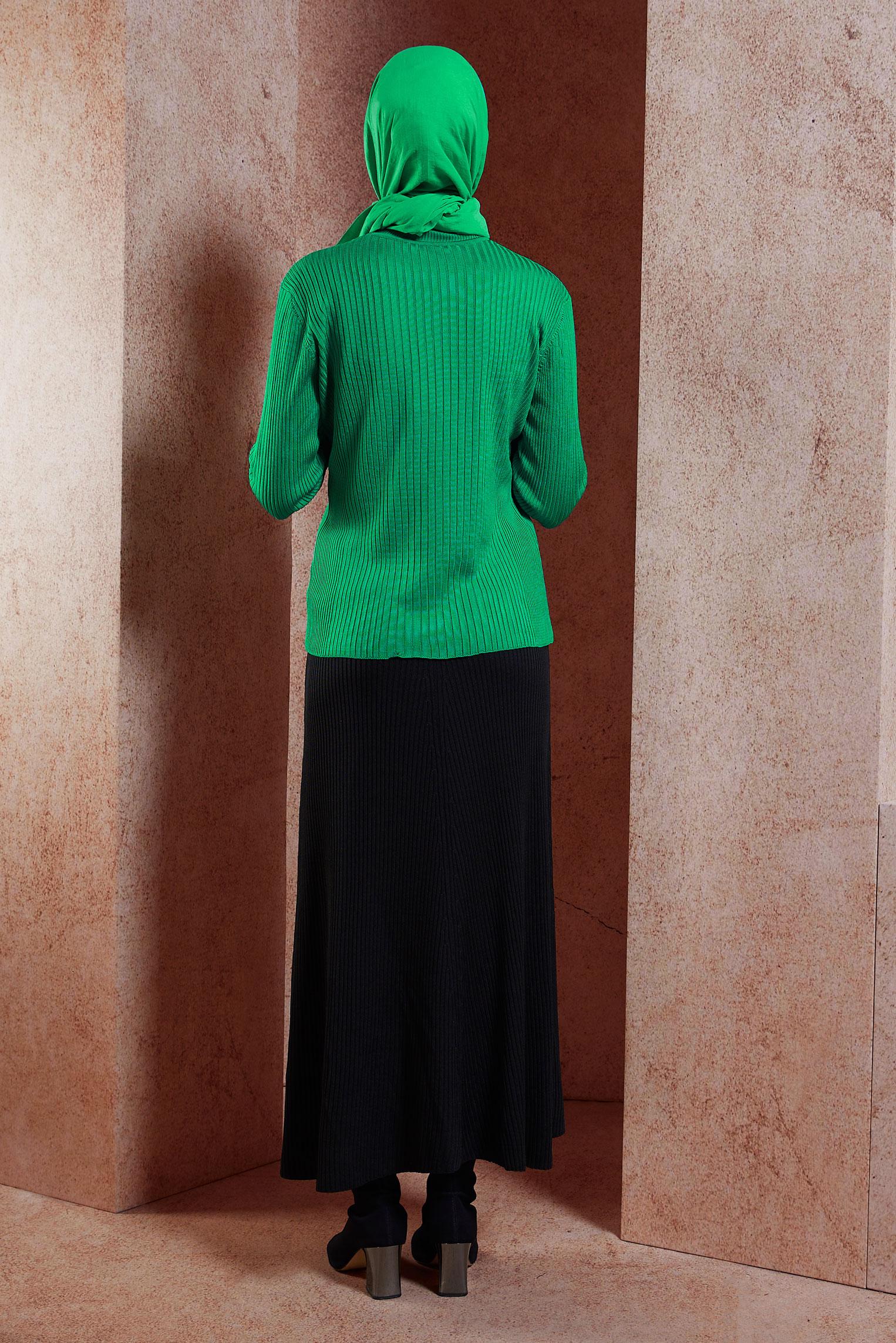 Vêtements hijab VERT PULL EN MAILLE 45005