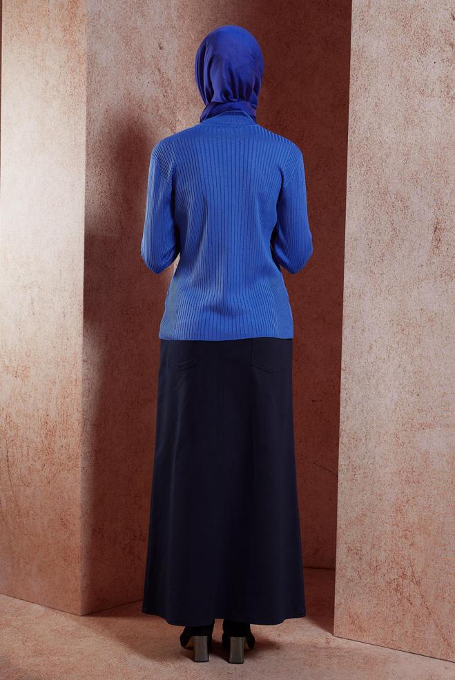Vêtements hijab BLEU MARINE PULL EN MAILLE 45005 - ALVİNA