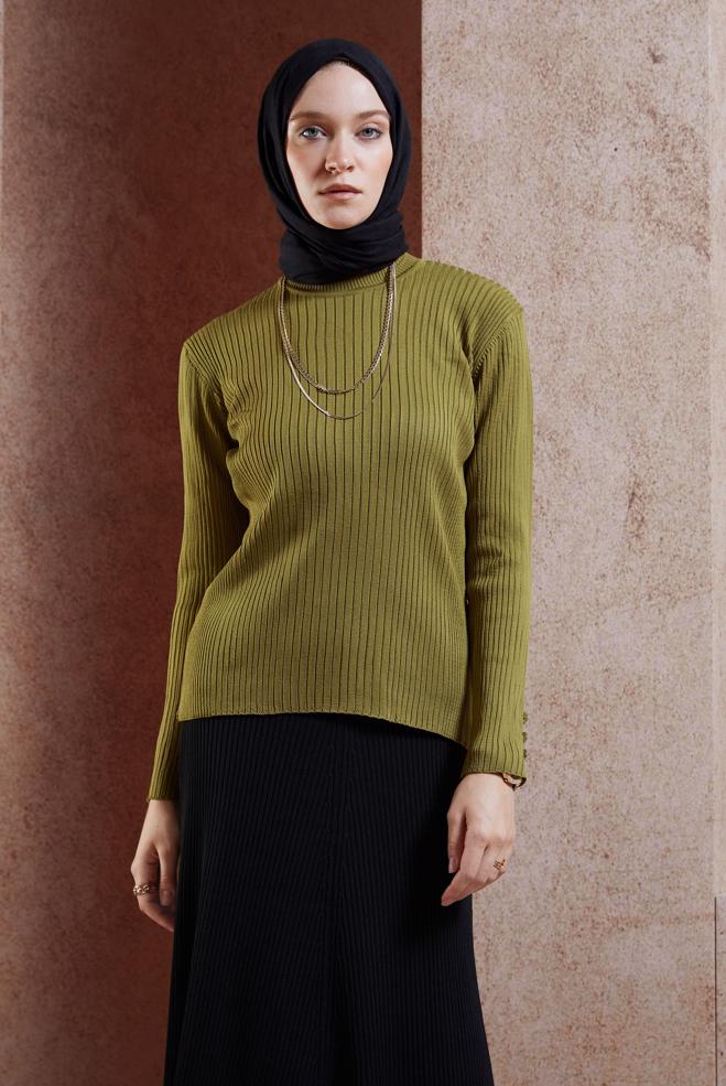 Vêtements hijab BRUN PULL EN MAILLE 45005 - ALVİNA