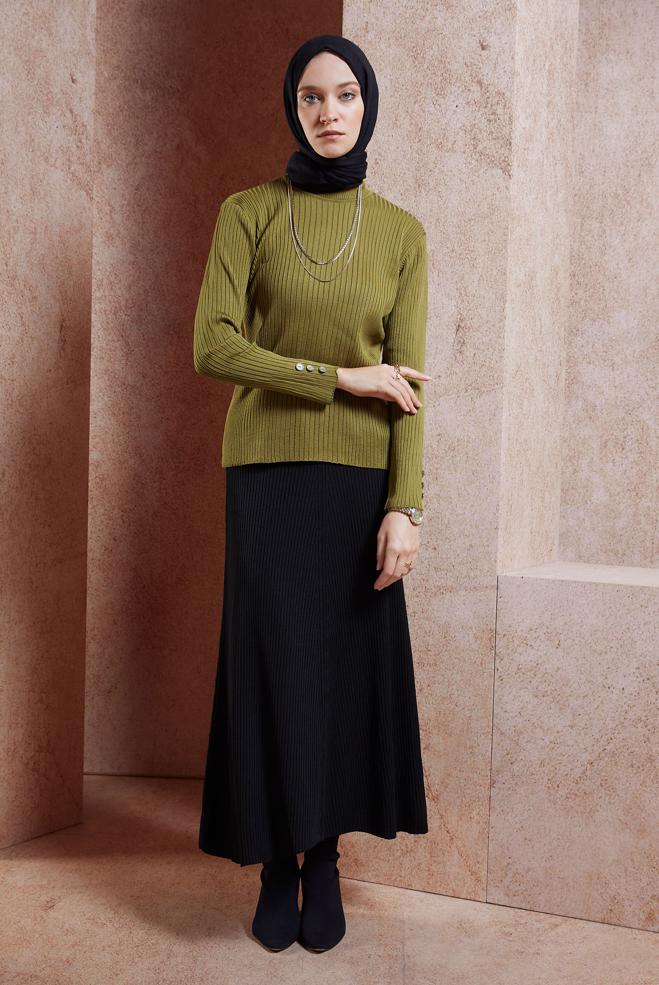 Vêtements hijab BRUN PULL EN MAILLE 45005 - ALVİNA