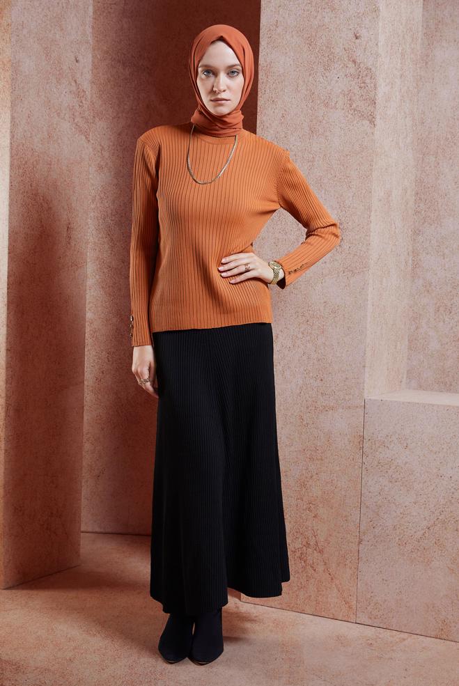 Vêtements hijab ORANGE PULL EN MAILLE 45005 - ALVİNA
