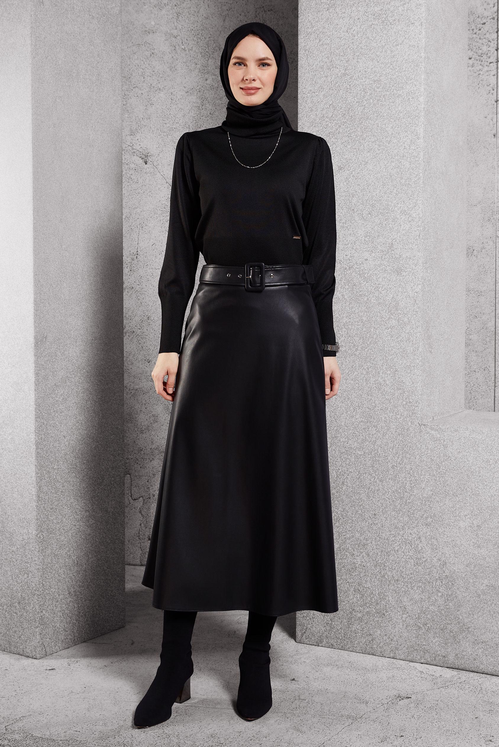 Tesettür giyim SİYAH TRİKO KAZAK 45006