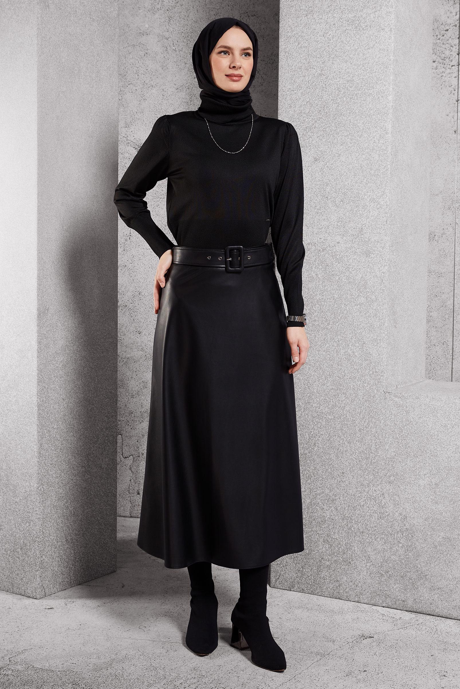 Tesettür giyim SİYAH TRİKO KAZAK 45006