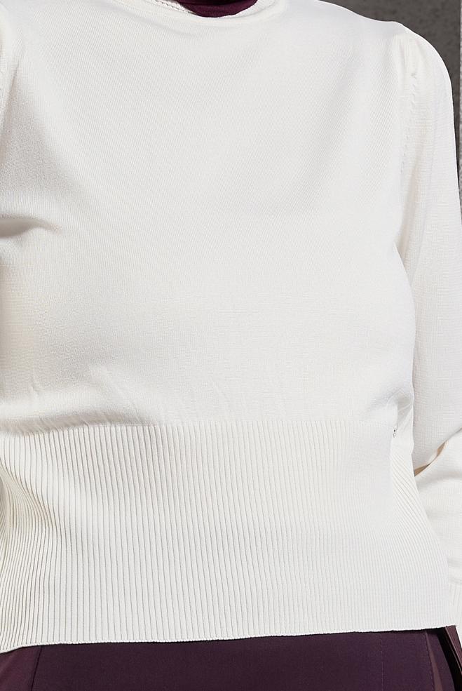 Tesettür giyim BEYAZ TRİKO KAZAK 45006 - ALVİNA