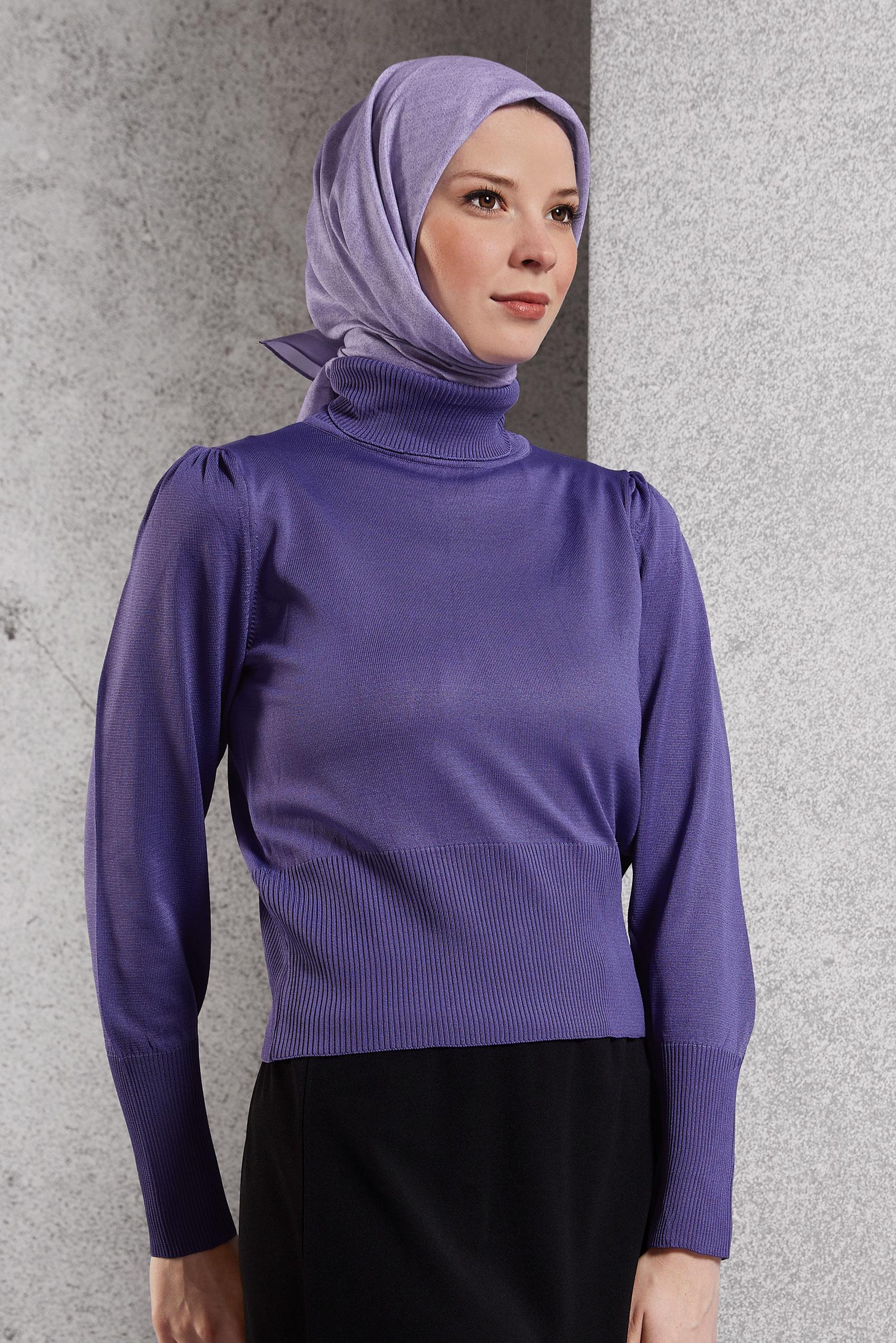 Tesettür giyim MOR TRİKO KAZAK 45006