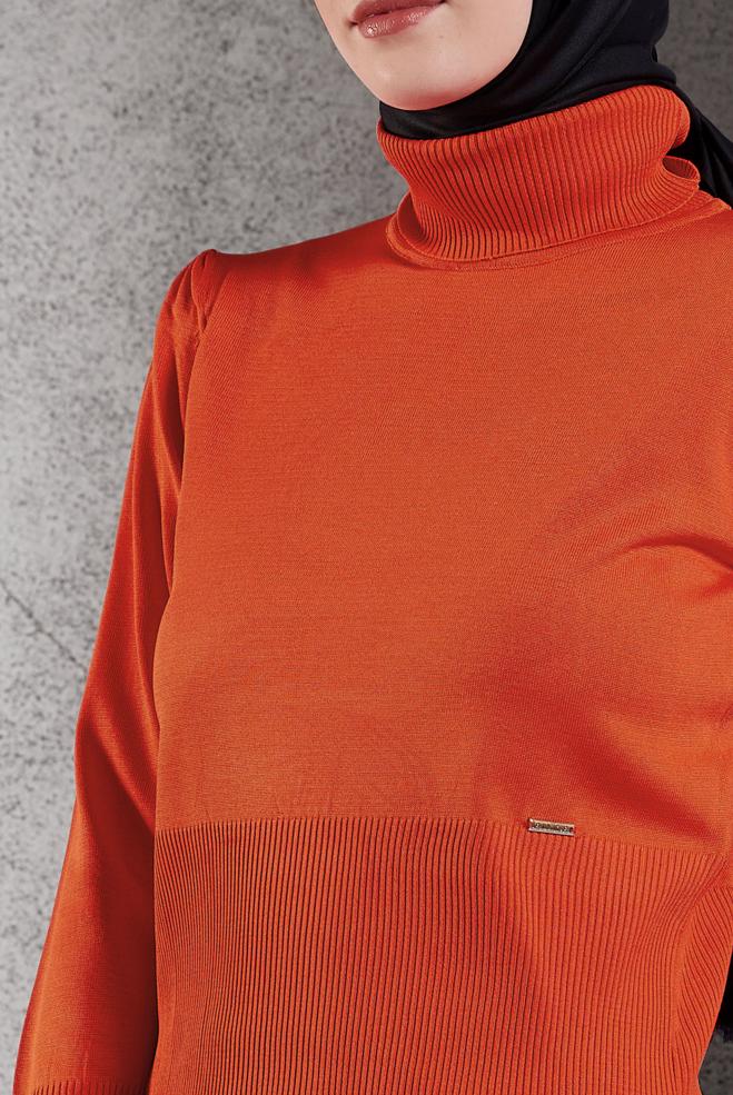 Tesettür giyim TURUNCU TRİKO KAZAK 45006 - ALVİNA