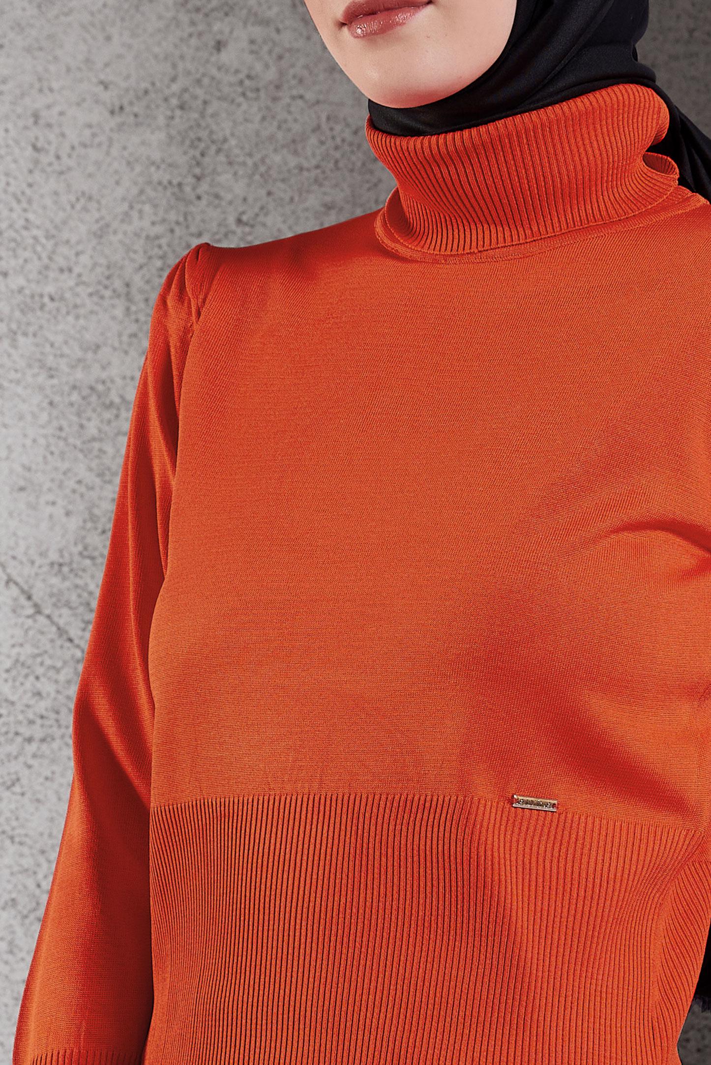 Tesettür giyim TURUNCU TRİKO KAZAK 45006