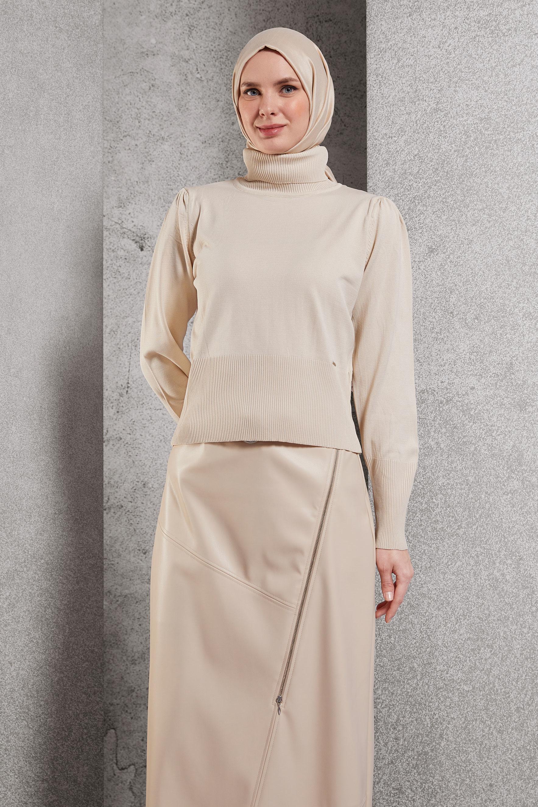Vêtements hijab BEIGE PULL EN MAILLE 45006