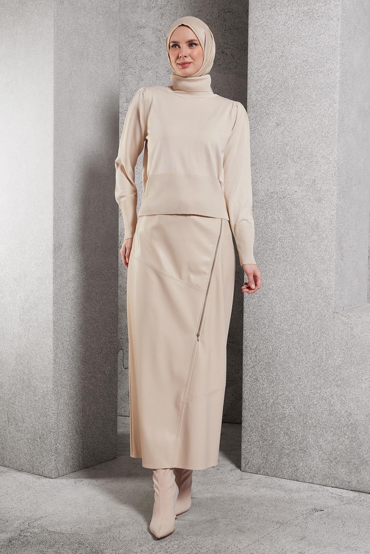 Vêtements hijab BEIGE PULL EN MAILLE 45006