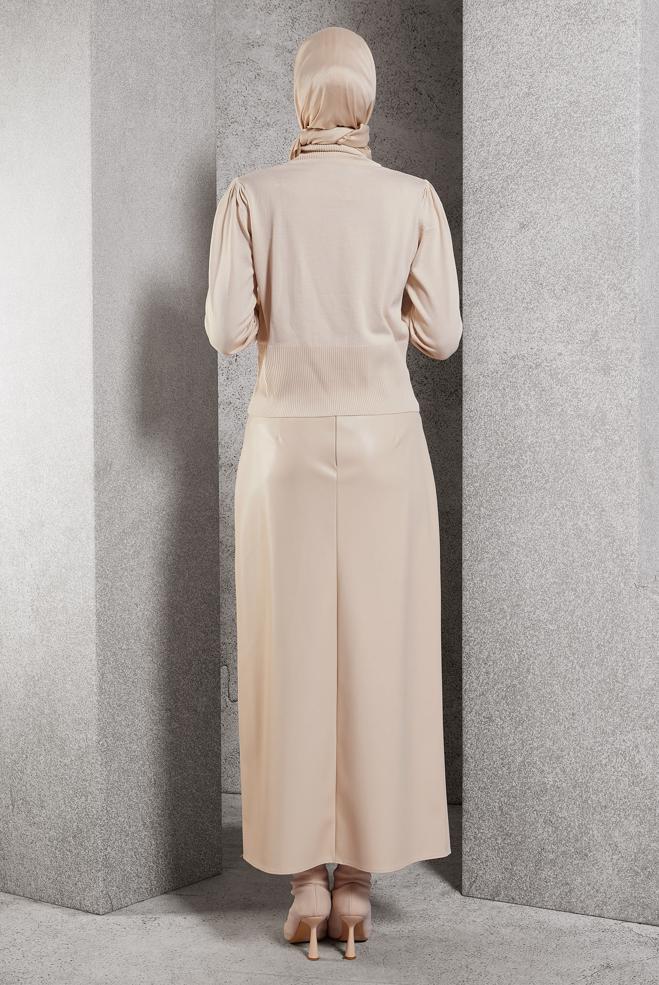 Tesettür giyim BEJ TRİKO KAZAK 45006 - ALVİNA