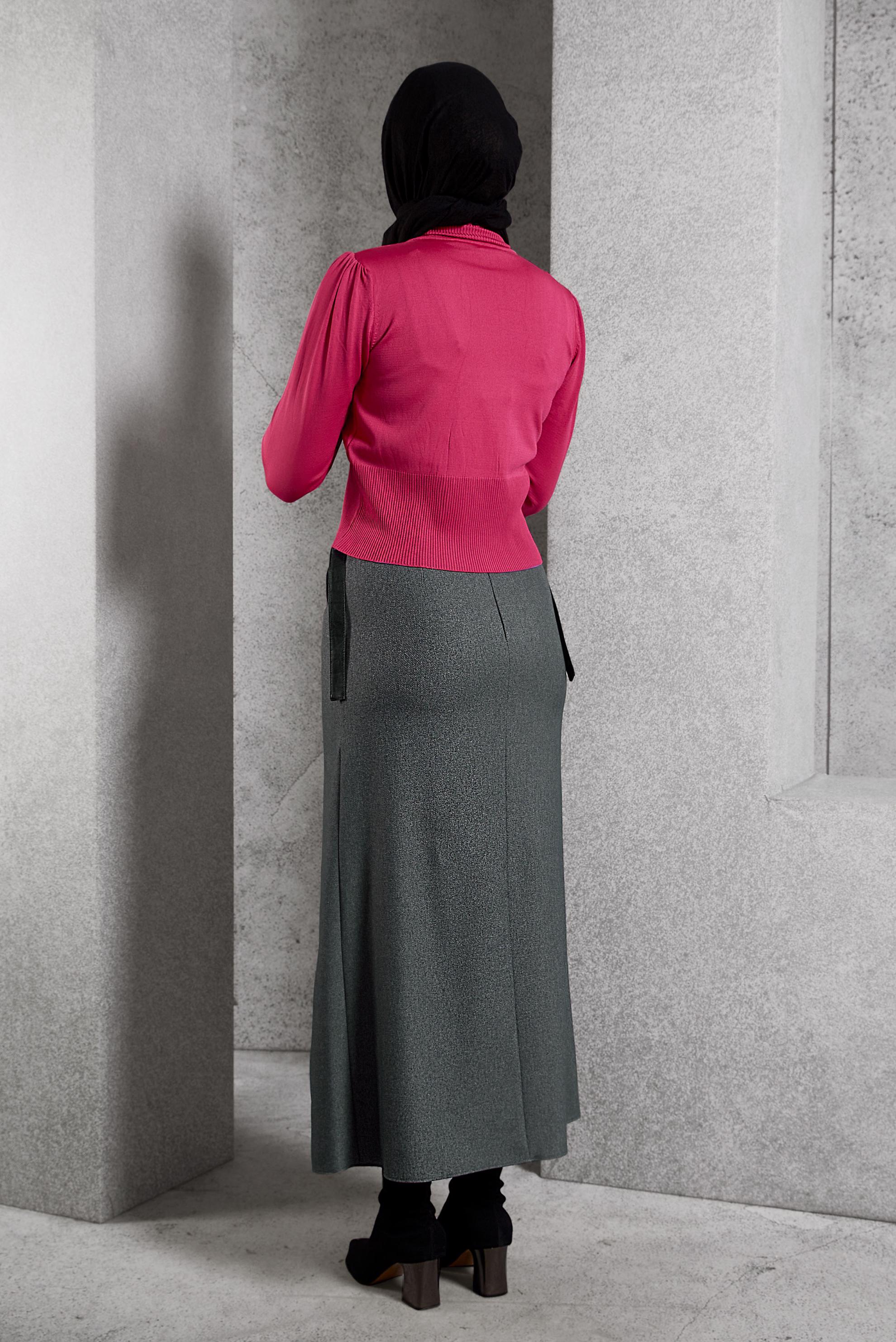 Tesettür giyim FUŞYA TRİKO KAZAK 45006