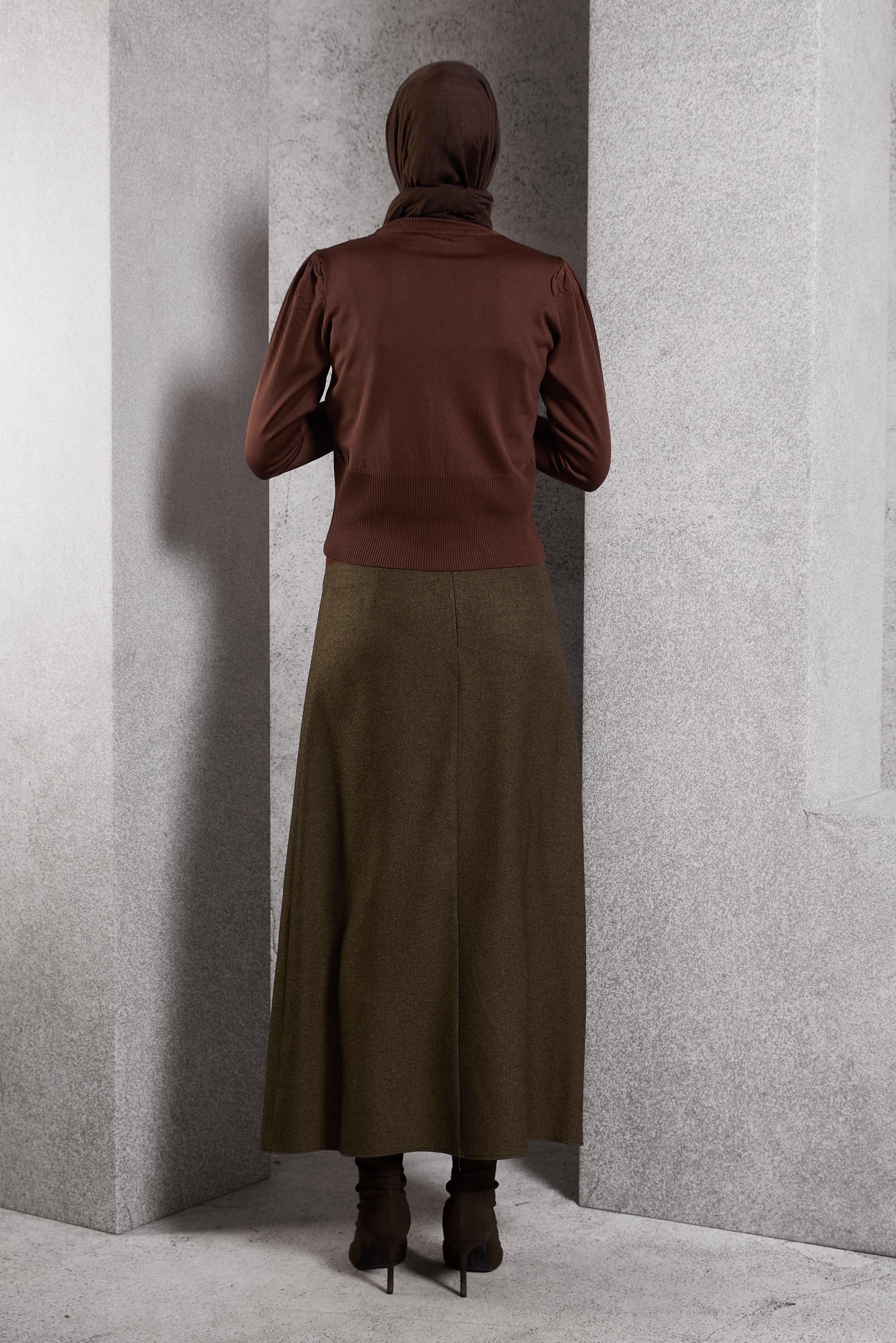 Tesettür giyim KAHVE TRİKO KAZAK 45006