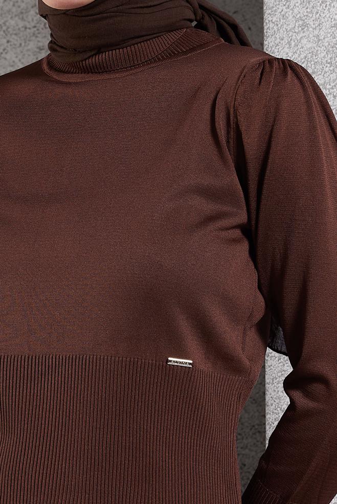 Tesettür giyim KAHVE TRİKO KAZAK 45006 - ALVİNA