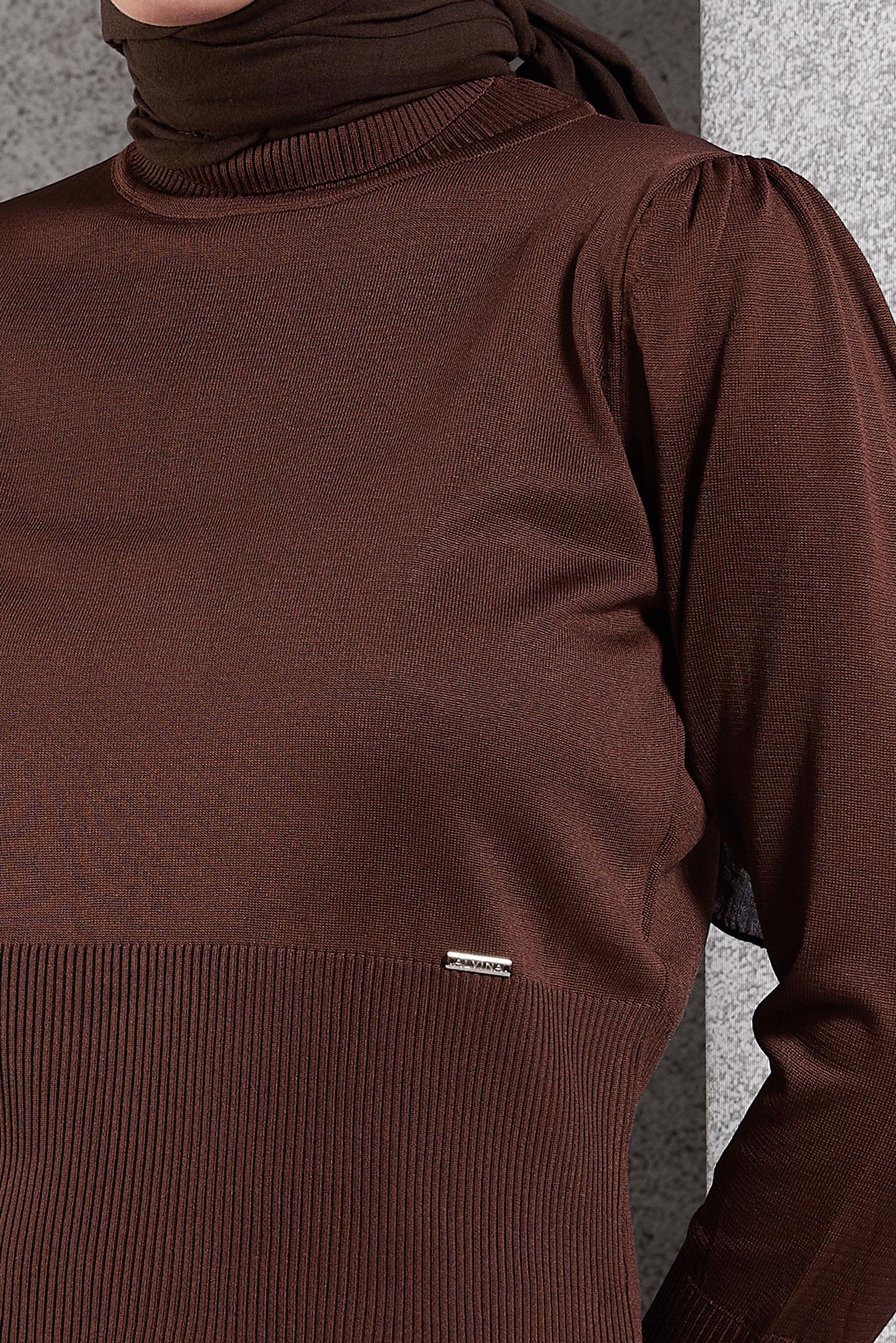 Tesettür giyim KAHVE TRİKO KAZAK 45006