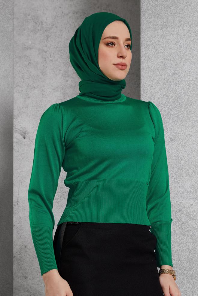 Tesettür giyim YEŞİL TRİKO KAZAK 45006 - ALVİNA