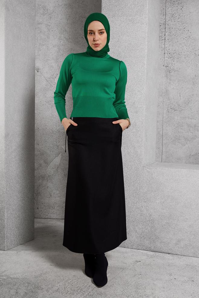 Tesettür giyim YEŞİL TRİKO KAZAK 45006 - ALVİNA