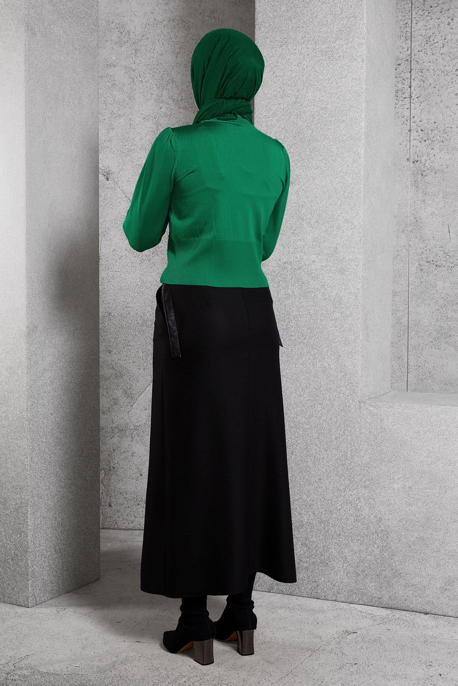 Tesettür giyim YEŞİL TRİKO KAZAK 45006