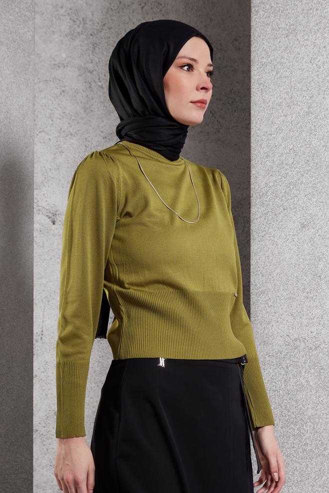 Tesettür giyim YEŞİL TRİKO KAZAK 45006 - ALVİNA