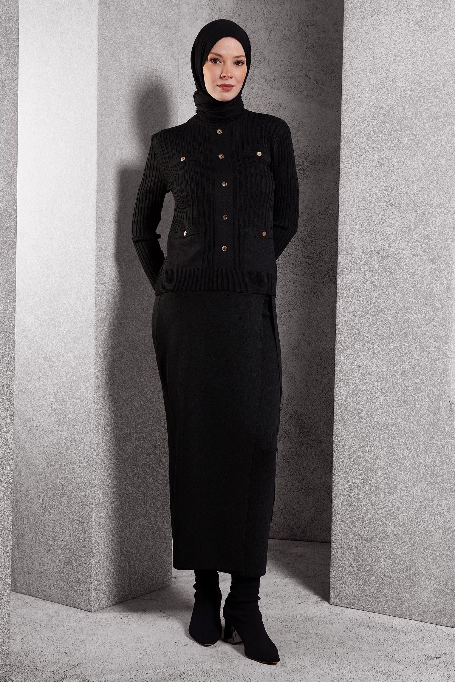 Vêtements hijab NOIR PULL EN MAILLE 45007