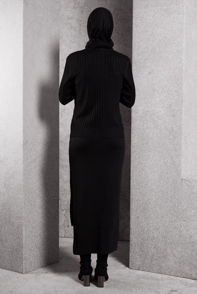 Vêtements hijab NOIR PULL EN MAILLE 45007 - ALVİNA