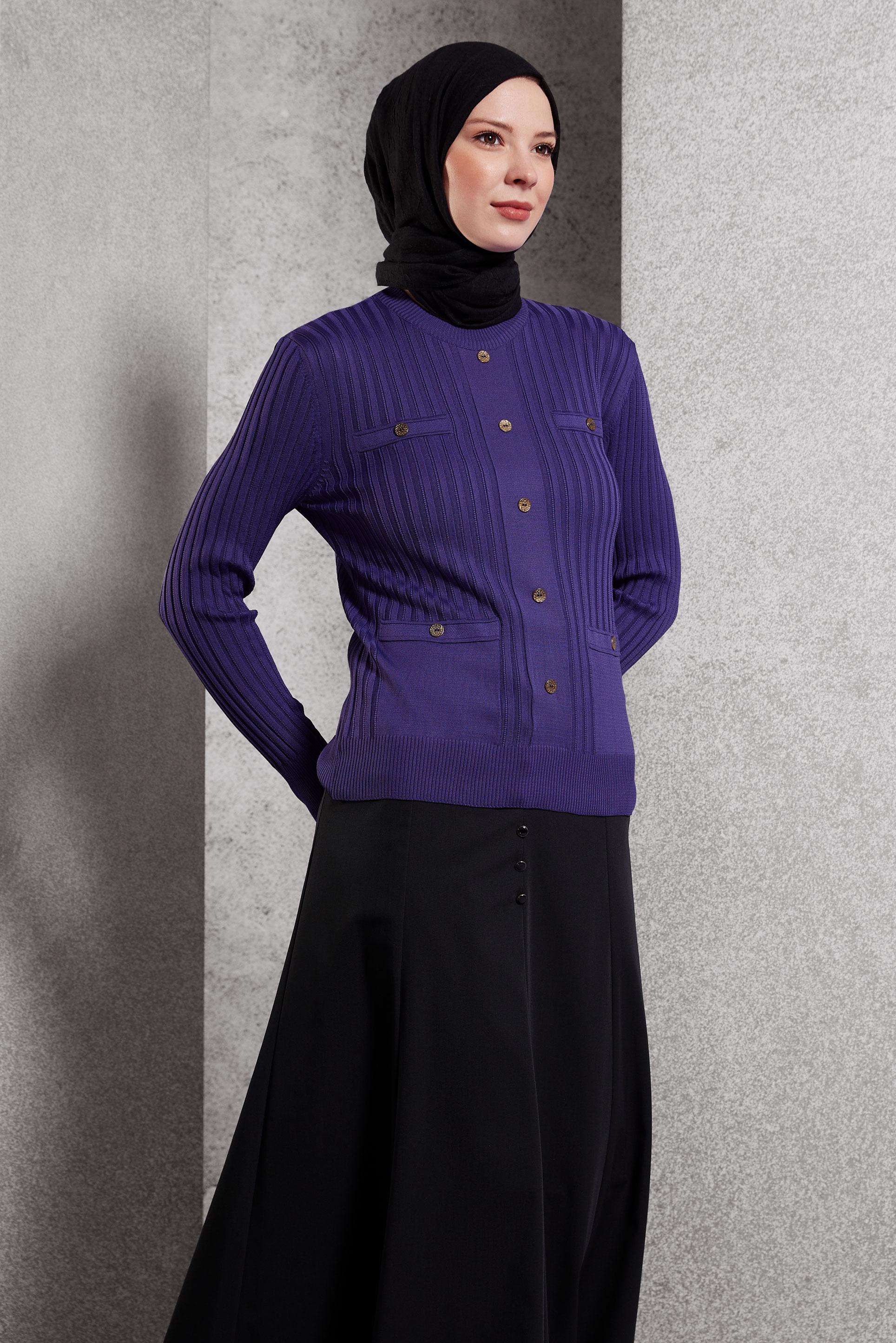 Tesettür giyim MOR TRİKO KAZAK 45007