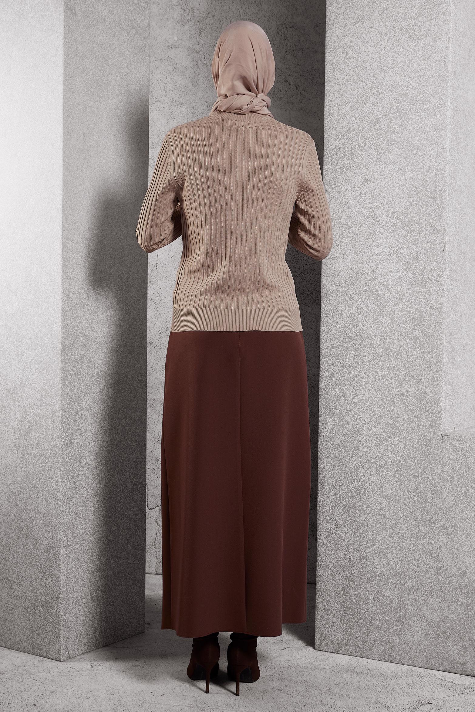 Tesettür giyim BEJ TRİKO KAZAK 45007