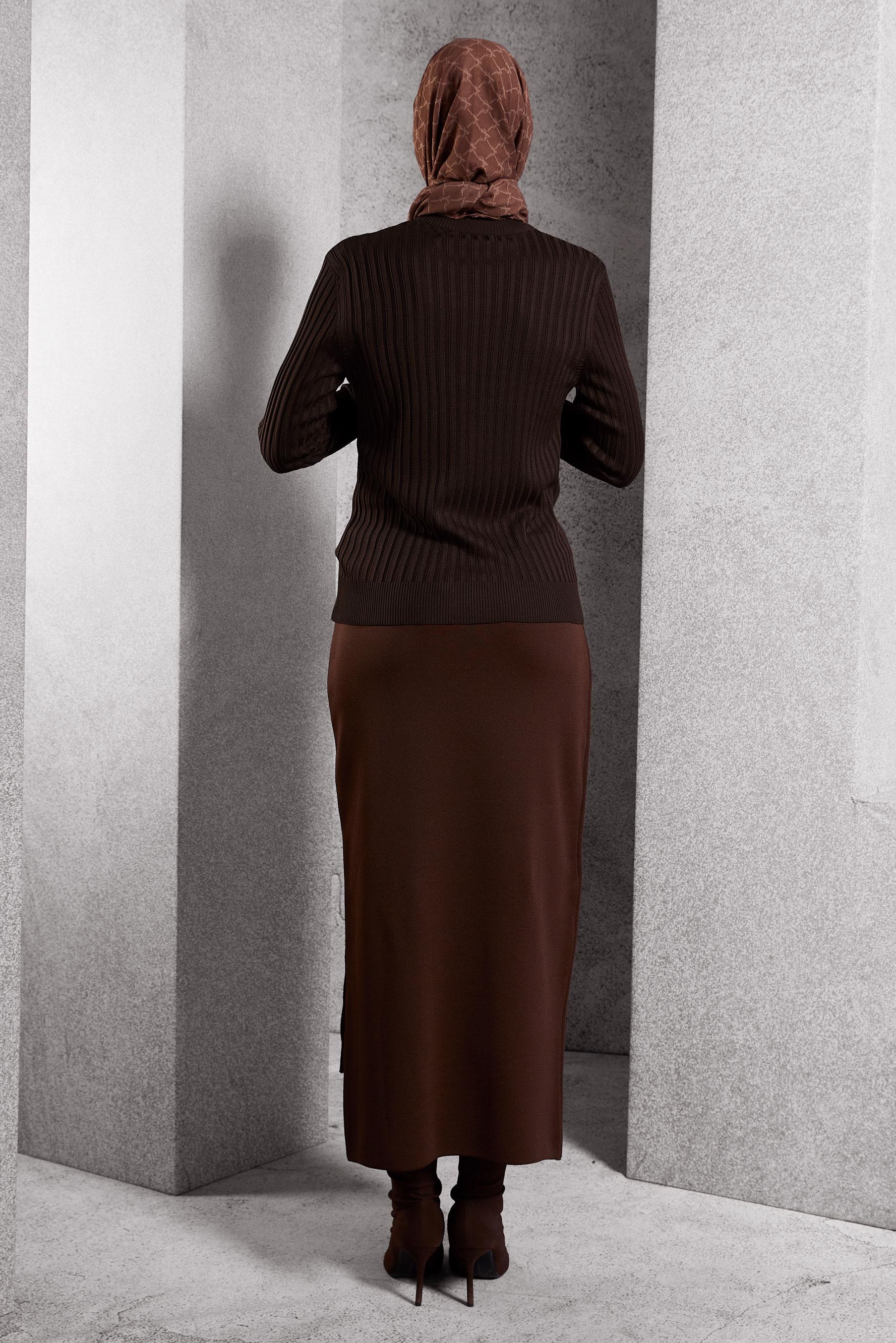 Tesettür giyim KAHVE TRİKO KAZAK 45007