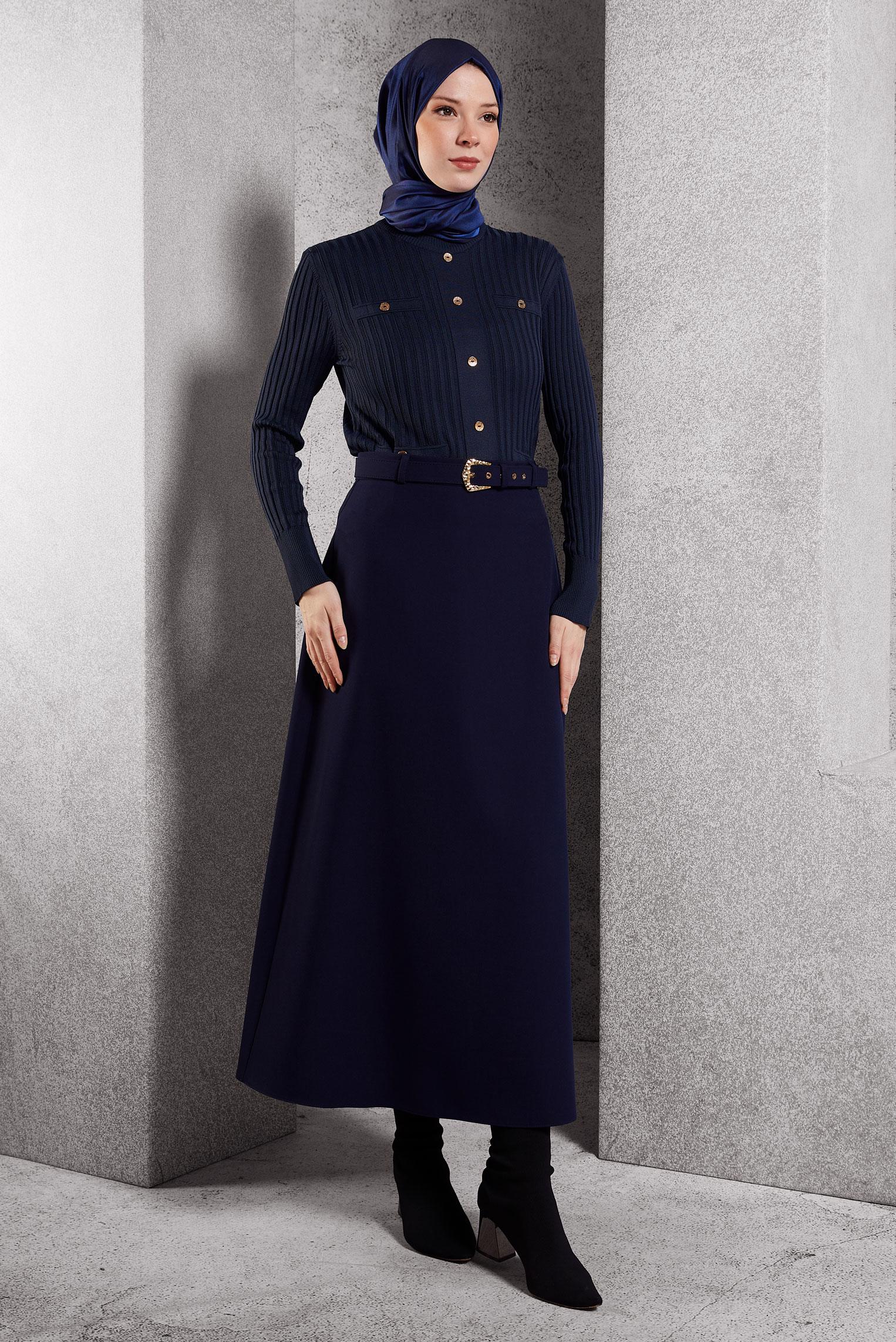 Vêtements hijab BLEU MARINE PULL EN MAILLE 45007