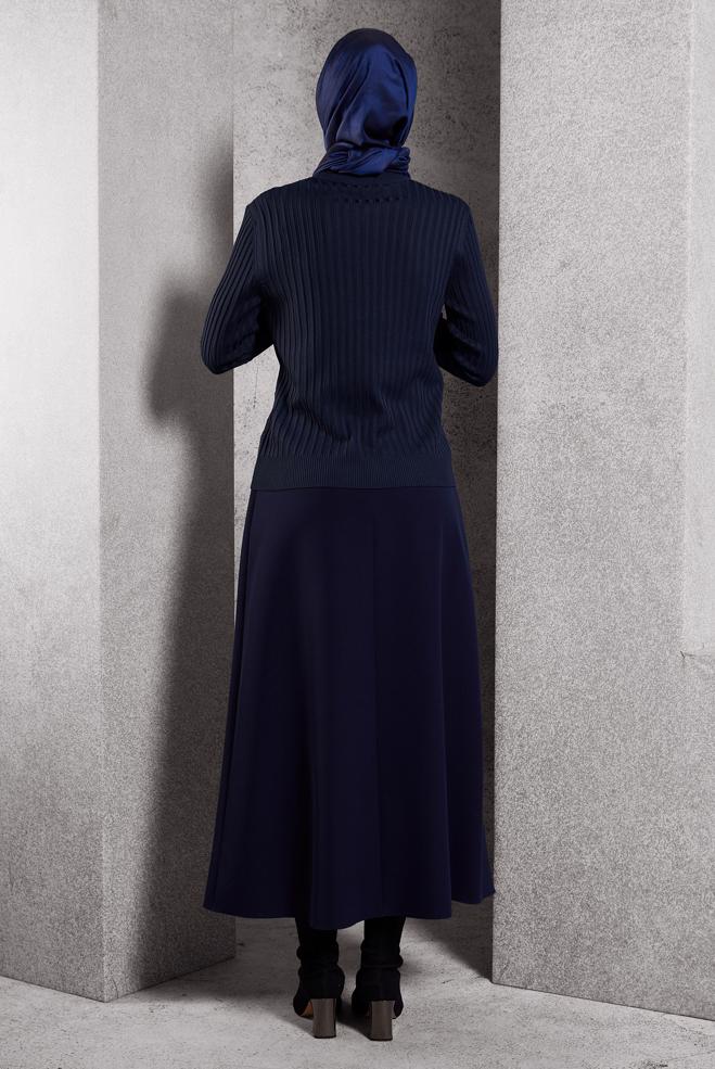 Vêtements hijab BLEU MARINE PULL EN MAILLE 45007 - ALVİNA