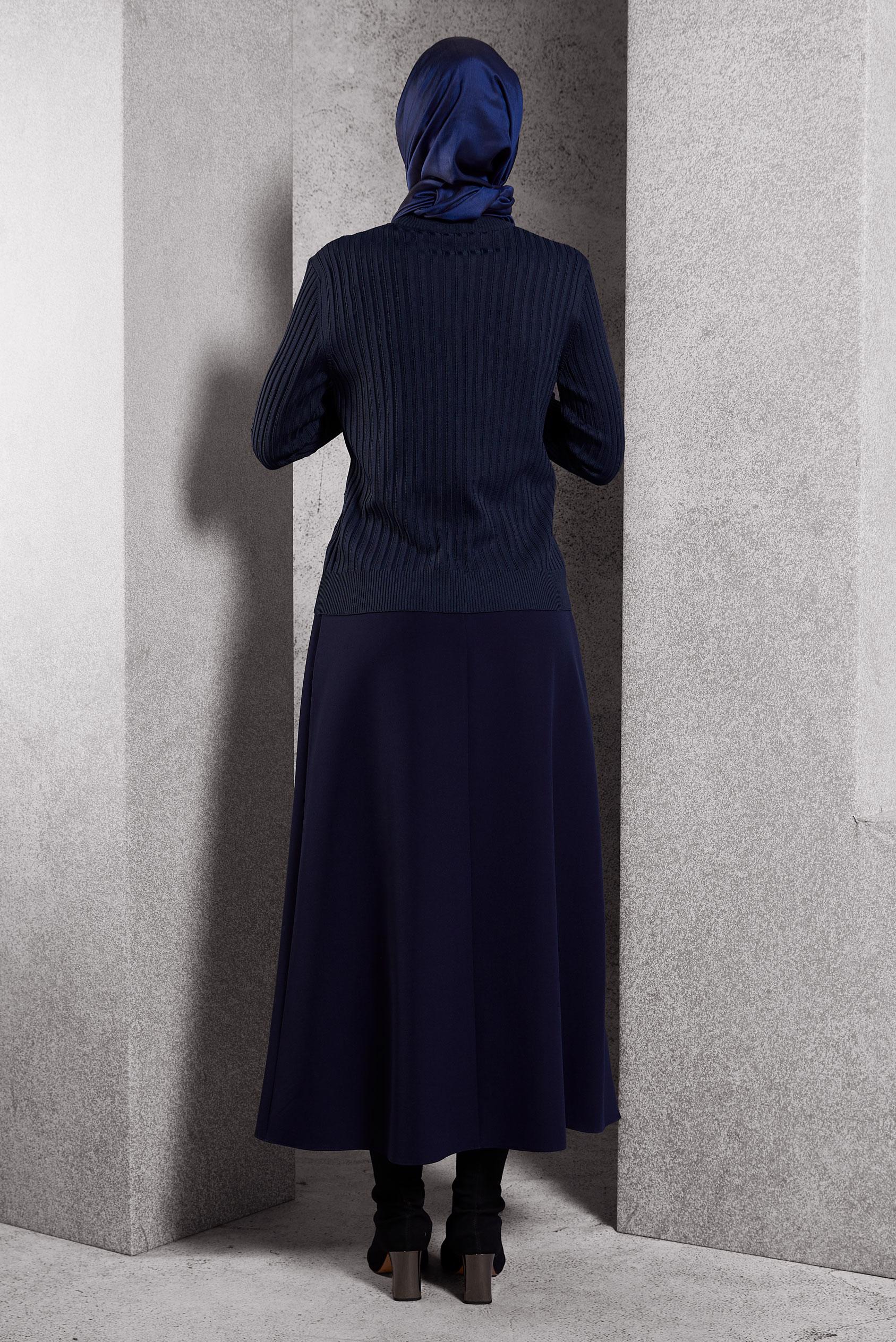 Vêtements hijab BLEU MARINE PULL EN MAILLE 45007