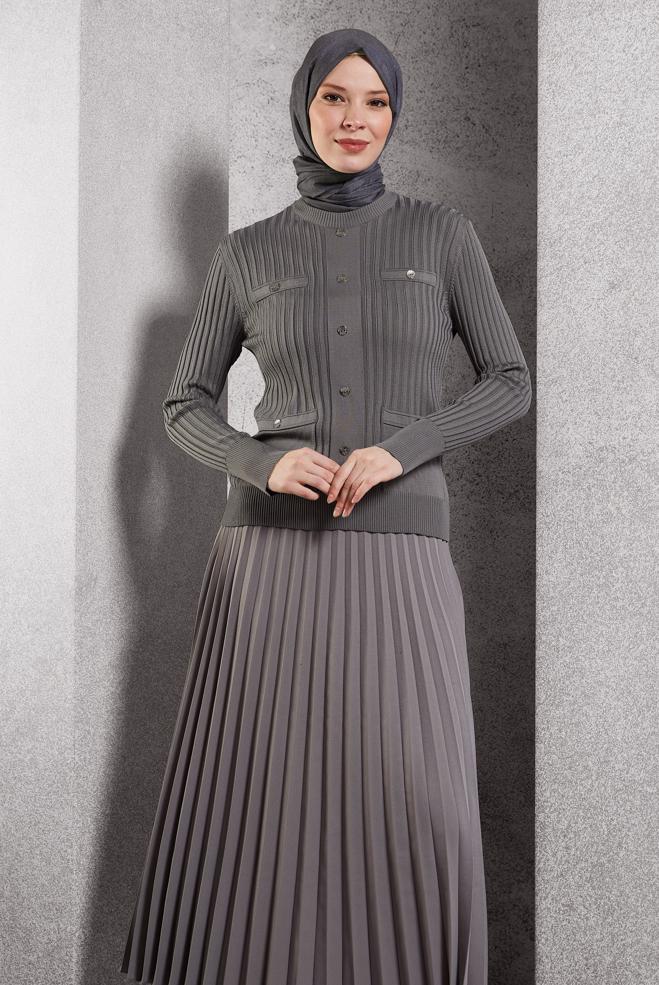 Tesettür giyim GRİ TRİKO KAZAK 45007 - ALVİNA