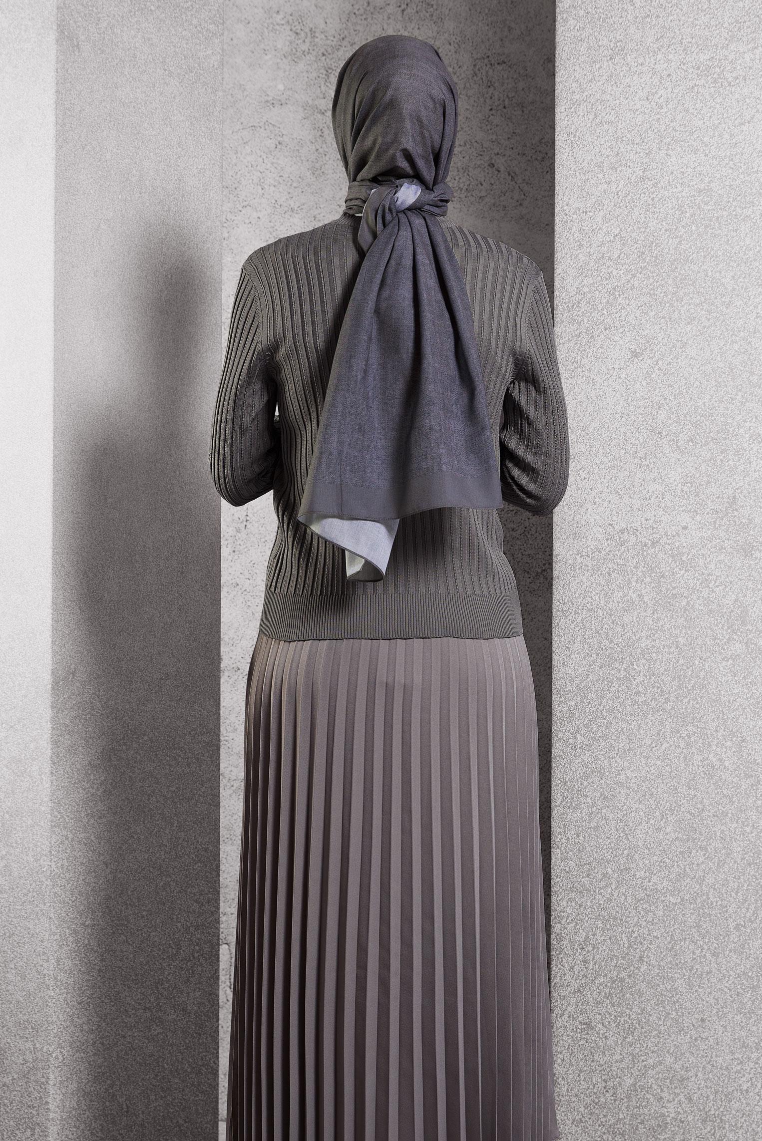 Tesettür giyim GRİ TRİKO KAZAK 45007