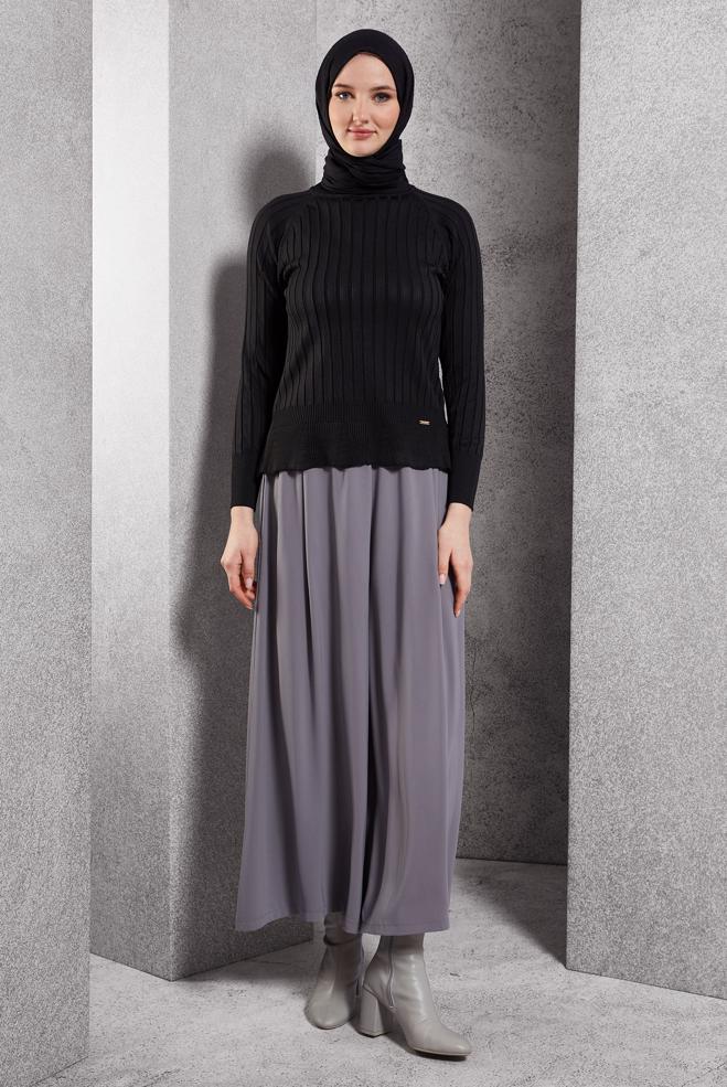 Vêtements hijab NOIR PULL EN MAILLE DROIT 45009 - ALVİNA