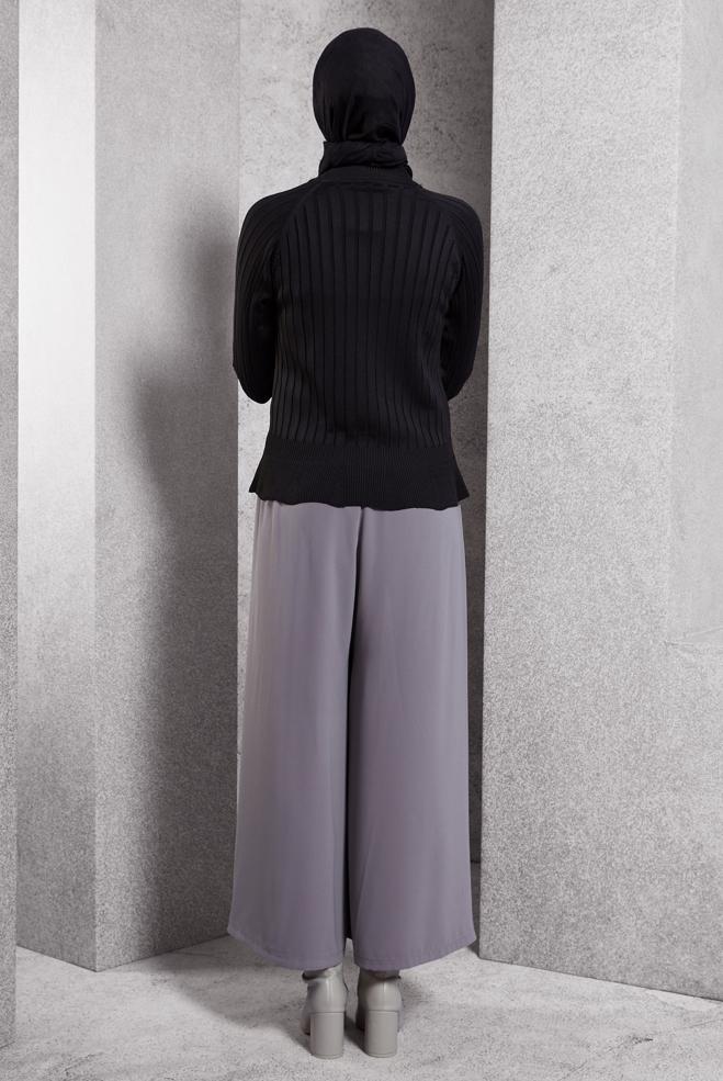 Vêtements hijab NOIR PULL EN MAILLE DROIT 45009 - ALVİNA